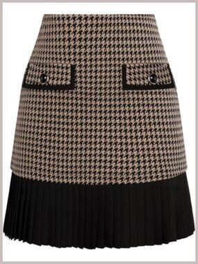 High Waist Plaid Mini Skirt Pleated A-Line